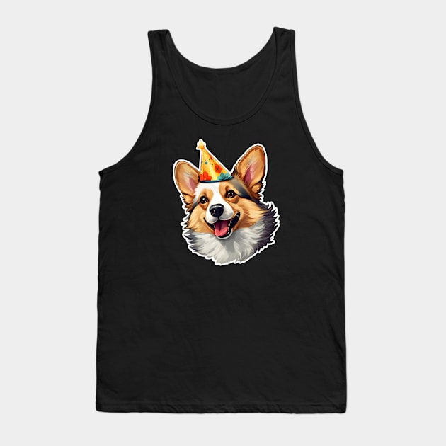 Happy Birthday cone Corgi Tank Top by beangeerie